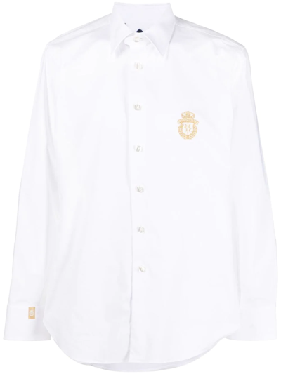 Billionaire Logo-embroidered Cotton Shirt In White
