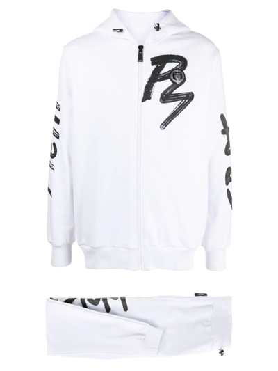 Plein Sport Tiger Motif Tracksuit In White