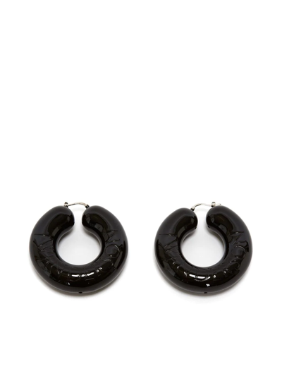 Jw Anderson Bumper-tube Hoop Earrings In Black