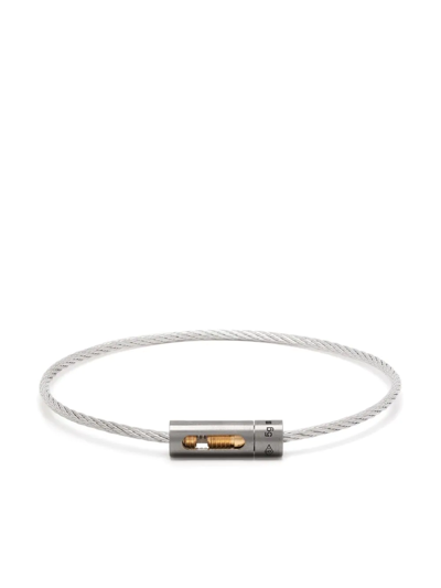 Le Gramme 18kt Yellow Gold And Titanium Cable 5g Bracelet In Silver