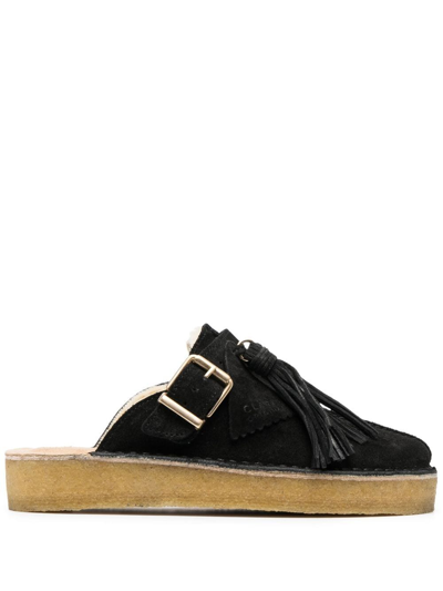 Clarks Originals Trek Leather Mules In Black