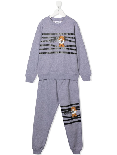 Moschino Kids' Teddy Bear-print Tracksuit In Grey