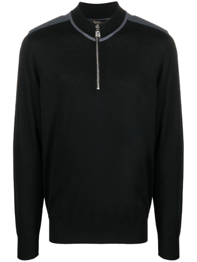 Billionaire Zip Collar Silk-cotton Jumper In Black