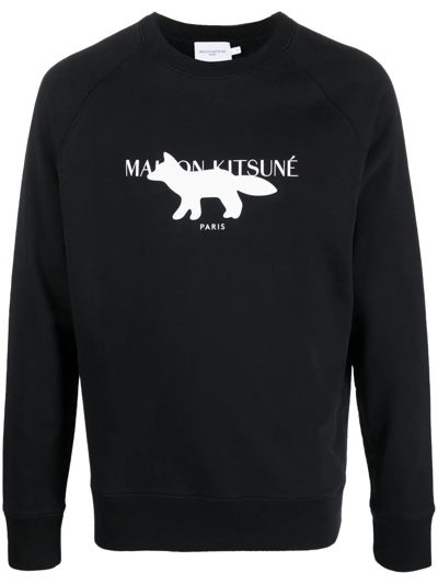 Maison Kitsuné Profile Fox Stamp Clean Sweatshirt Black