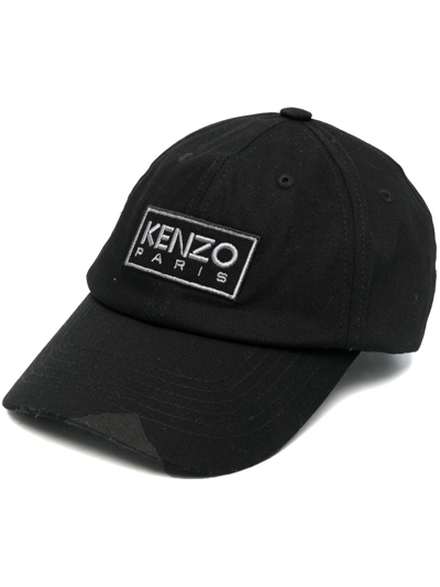 Kenzo Logo Cotton Cap In Black