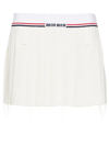 Miu Miu Intarsia-logo Pleated Skirt In White