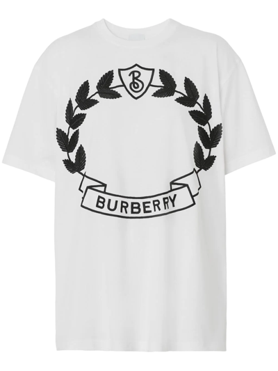 Burberry Oak Leaf Crest Motif Cotton Oversized T-shirt In White