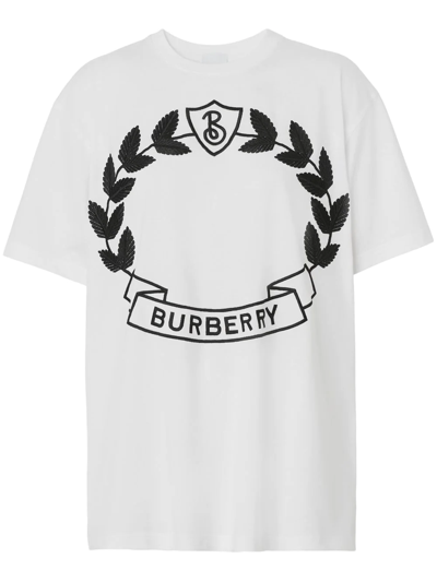 Burberry Oak Leaf Crest Cotton T-shirt In White