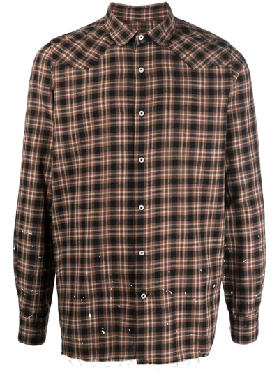 Family First Logo Print Checked Shirt In Bn