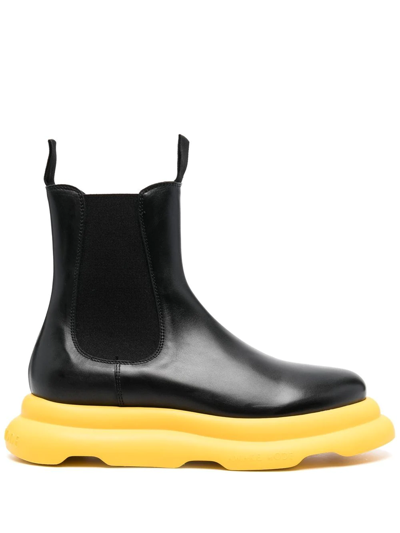 A.w.a.k.e. Casual Ariana Leather Chelsea Boots In Yellow
