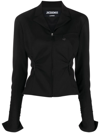 JACQUEMUS NERU CUT-OUT ZIP-UP FITTED JACKET