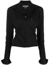 Jacquemus La Veste Neru Stretch Wool Cutout Jacket In Black