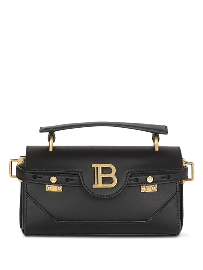 Balmain B-buzz 23 Leather Shoulder Bag In Black