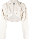 JACQUEMUS CROPPED LONG-SLEEVE BLOUSE