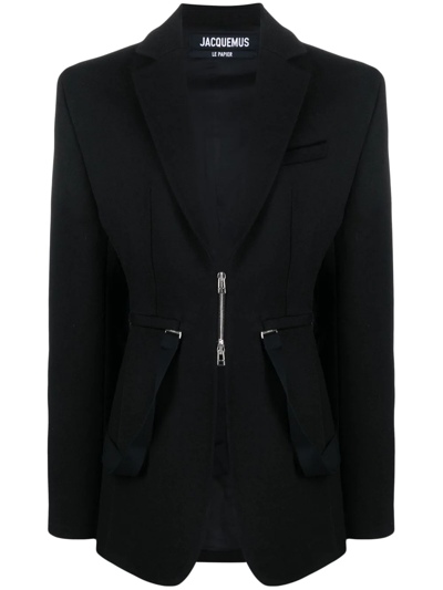 Jacquemus Single-breasted Zip-fastening Blazer In Black