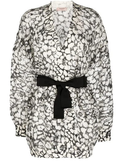 Twinset Floral-print V-neck Cardigan In White