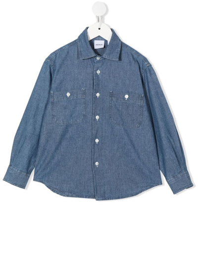 Aspesi Kids' Cotton Long-sleeve Shirt In Blu