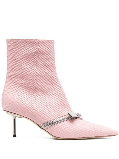 Coperni Snakeskin-effect Zip-detail Boots In Pink