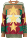 Palm Angels Star-motif Colour-block Jumper In Yellow