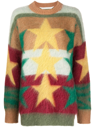 Palm Angels Star-motif Colour-block Jumper In Yellow