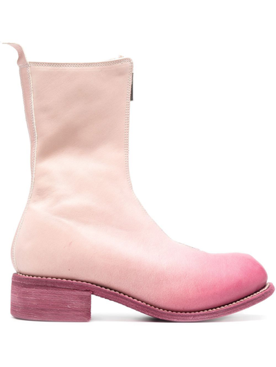 Guidi Leather Zip-up Boots In Pink