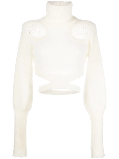 Andreädamo Cut-out Roll-neck Jumper In White