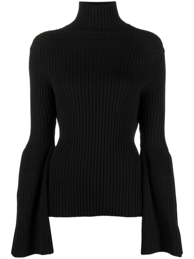 Tom Ford Bell Sleeves Ribbed Jumper In Black