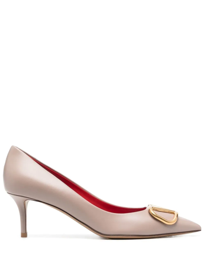 Valentino Garavani Valentino Vlogo Signature 80 Leather Pump In Beige