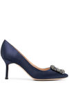 Manolo Blahnik Crystal Buckle Detail Design High Heels In Blue