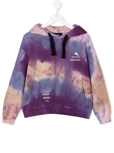 Mauna Kea Kids' Tie-dye Print Hoodie In Purple