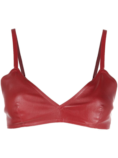 The Mannei Sierra Leather Cropped Tank Top In Red