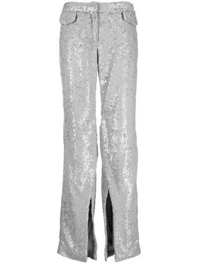 The Mannei Eljas Sequin Embellished Split Trousers In Grey