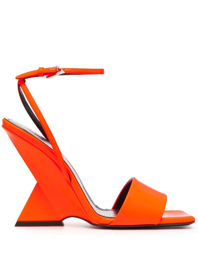 Attico 105mm Cheope Faux Patent Leather Sandals In Orange