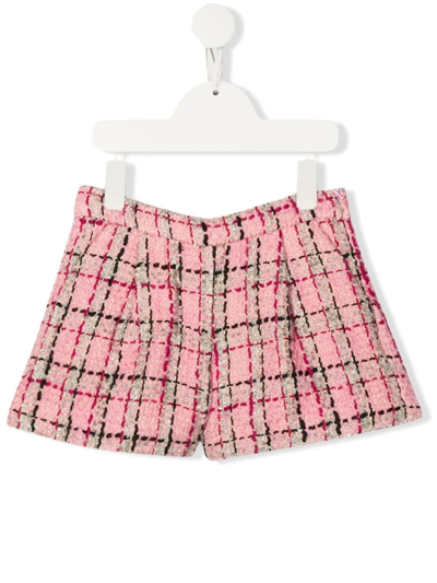 Simonetta Check-pattern Tweed Shorts In Rosa