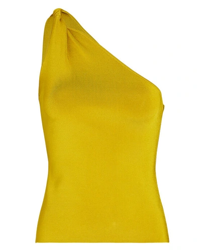 Galvan Persephone Twisted One-shoulder Top In Yellow