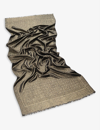 Bvlgari Lettere Maxi Logo-print Metallic Silk And Wool-blend Stole In Gold