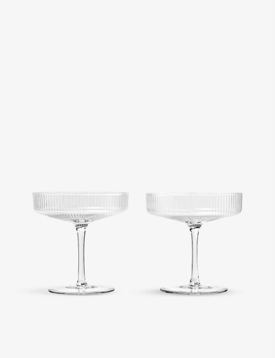 Ferm Living Ripple Straight-sided Glass Champagne Saucers Set Of Two