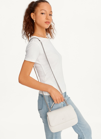 Dkny Women's Sina Puffy Shoulder Flap In White/silver ModeSens