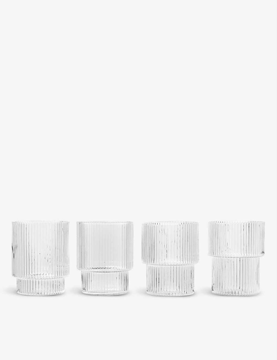 Ferm Living Ripple Stackable Glasses Set Of Four In Clear