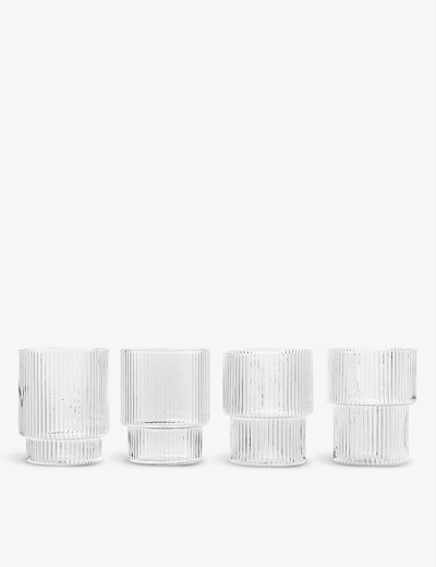 Ferm Living Ripple Stackable Glasses Set Of Four In Transparent