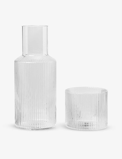 Ferm Living Ripple Textured Small Glass Carafe Set 500ml