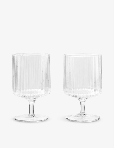Ferm Living Set Of 2 Ripple Wine Glasses In Transparent