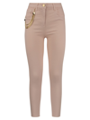 ELISABETTA FRANCHI SKINNY JEANS WITH CHAIN AND STUD CHARM