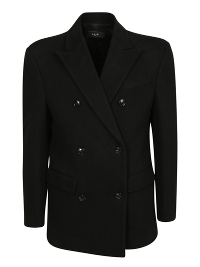 Amiri Double-breasted Cotton Blazer In Black