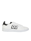 Dsquared2 Low Lace-up Sneakers With Printed Logo In White