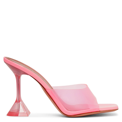 Amina Muaddi Lupita Glass Square-toe Pvc Heeled Mules In Bubble