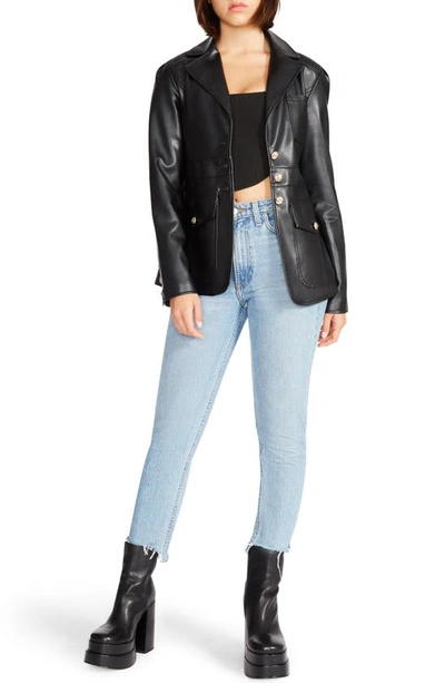 Steve Madden Ivy Faux Leather Blazer In Black