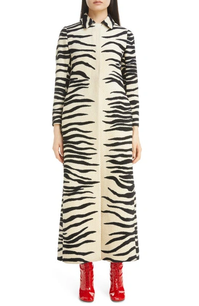Dries Van Noten Rilke Zebra Stripe Overcoat In White | ModeSens
