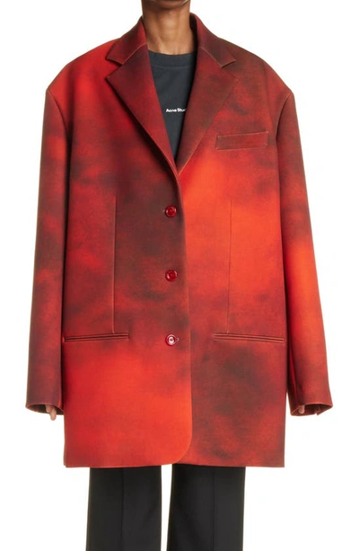 Acne Studios Jalene Sponge Print Oversize Alpaca Blend Coat In Red