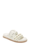 Vince Camuto Kenendys Womens Leather Slip On Slide Sandals In White Swan